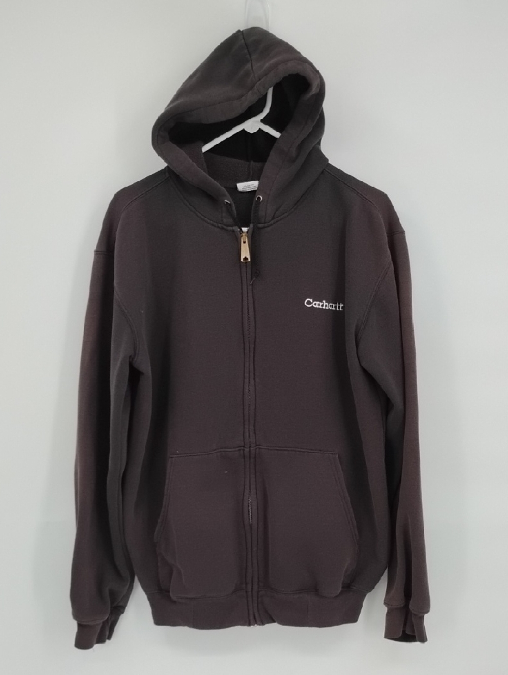 Carhartt Dark Brown Full-Zip Hooded Sweatshirt Small